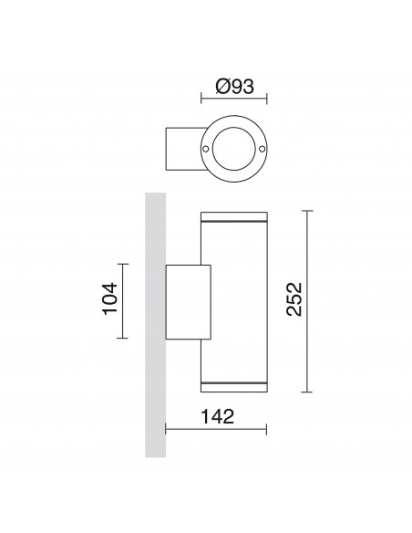 Applique SETH Round IP65 GU10 2x50W up-down Oxyde brun NOVOLUX LIGHTING 399B-G21X1A-90