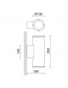 Applique SETH Round IP65 E27 2x75W up-down Oxyde brun NOVOLUX LIGHTING 399D-G05X1A-90 2