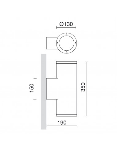 Applique SETH Round IP65 E27 2x75W up-down Oxyde brun NOVOLUX LIGHTING 399D-G05X1A-90
