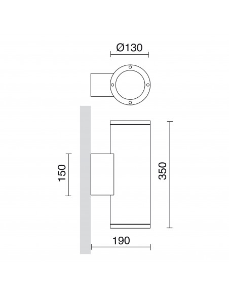 Applique SETH Round IP65 E27 2x75W up-down Oxyde brun NOVOLUX LIGHTING 399D-G05X1A-90