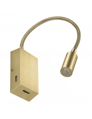 Applique lecteur tilt LEIDEN USB LED SMD 3W 240lm CRI80 3000K 35º Or mat NOVOLUX LIGHTING 517E-L0103B-46