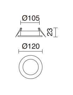 Plafonnier encastré GIA Round Recessed IP23 LED SMD 6W 480lm CRI80 4000K Blanc NOVOLUX LIGHTING 599A-L3306A-01 2