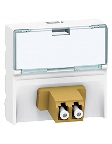 Prise traversée fibre optique 2xLC Mosaic 2 modules avec porte-repère transparent et connexion push-pull blanc LEGRAND 078618