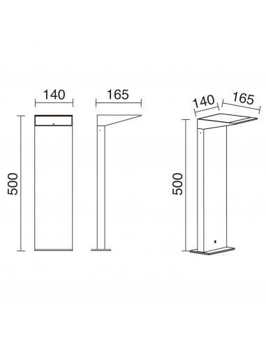 Borne solaire COMO IP54 LED SMD 2.20W 480lm CRI80 3000K 46º Crépuscule,Mouvement 500mm Anthracite NOVOLUX 916A-L0103K-04