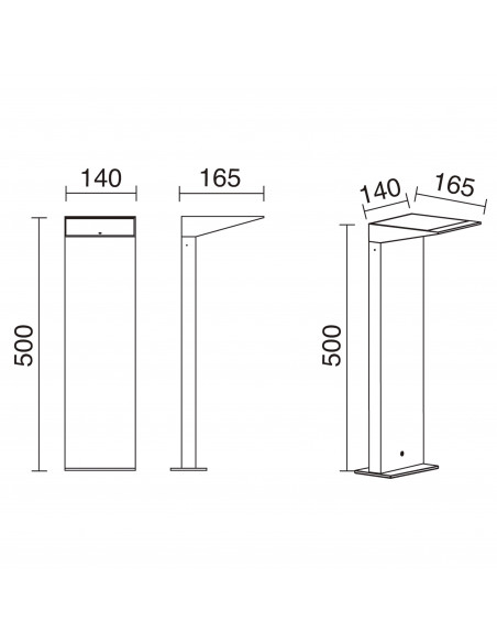 Borne solaire COMO IP54 LED SMD 2.20W 480lm CRI80 3000K 46º Crépuscule,Mouvement 500mm Anthracite NOVOLUX 916A-L0103K-04