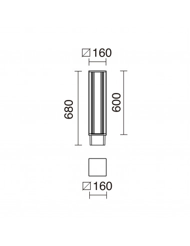 Borne AURA IP65 LED SMD 33W 5240lm CRI80 4000K 120º 680mm Noir NOVOLUX LIGHTING 932A-L3333B-02