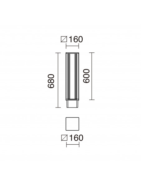 Borne AURA IP65 LED SMD 33W 5240lm CRI80 4000K 120º 680mm Oxyde brun NOVOLUX LIGHTING 932A-L3333B-90