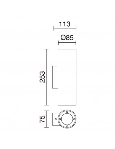 Applique STONE Round IP65 GU10 2x12W up-down Concrete blanco NOVOLUX LIGHTING 965B-G21X1A-NW