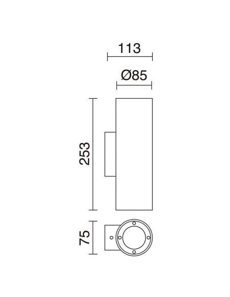 Applique STONE Round IP65 GU10 2x12W up-down Concrete blanco NOVOLUX LIGHTING 965B-G21X1A-NW