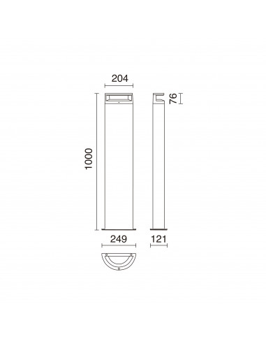 Borne LOOP IP65 LED SMD 9.50W 1295lm CRI80 3000K 50º 1000mm Noir NOVOLUX LIGHTING 982C-L3109A-02