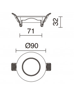 Plafonnier encastré INEL Fixed Round IP65 Blanc NOVOLUX LIGHTING A13A-631-01 2
