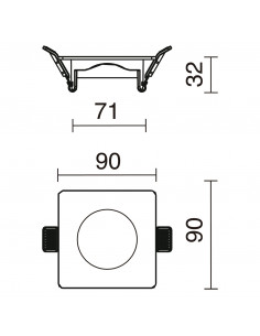 Plafonnier encastré INEL Fixed Square IP65 Blanc NOVOLUX LIGHTING A13B-631-01 2