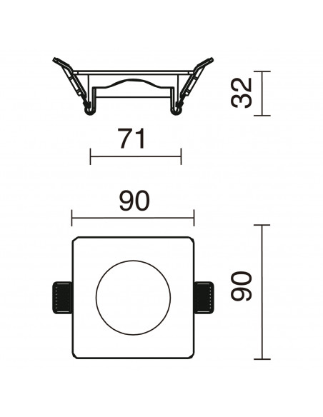 Plafonnier encastré INEL Fixed Square IP65 Blanc NOVOLUX LIGHTING A13B-631-01