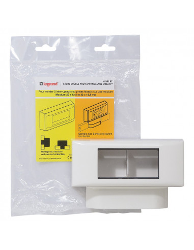 Cadre double pour appareillage Mosaic pour moulures 12,5mm LEGRAND 098187