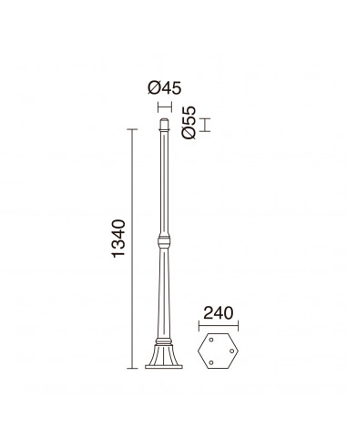 Mât classique TopØ45 POSTES 1340mm Noir NOVOLUX LIGHTING C07A-11-02T