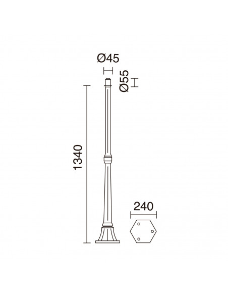 Mât classique TopØ45 POSTES 1340mm Noir NOVOLUX LIGHTING C07A-11-02T