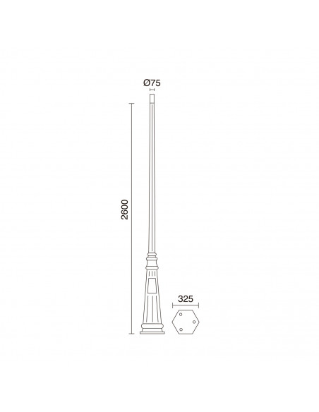 Mât classique TopØ75 POSTES 2600mm Noir NOVOLUX LIGHTING C07E-42-02T