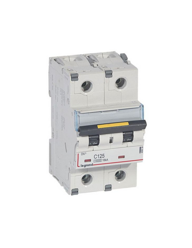 Disjoncteur DX³10000 16kA arrivée haute et départ bas à vis 2 Pôles 230V~ à 400V~ 125A courbe C 3 modules LEGRAND 409230