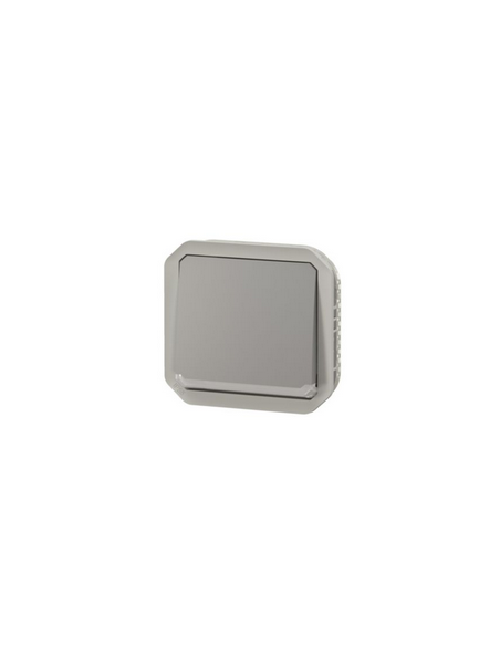 Interrupteur bipolaire étanche Plexo 10AX 250V IP55 IK08 avec enjoliveur gris LEGRAND 069530L