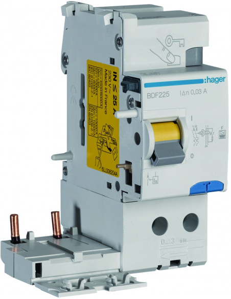 Bloc différentiel 2 Pôles 25A 30mA type F HAGER BDF225