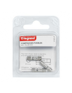 3 Cartouches fusibles pour appareils électroniques 5x20mm 4A LEGRAND 092935