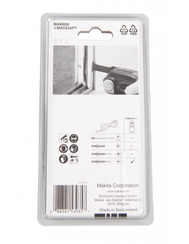 Lame plongeante concrétion carbure Multi-Matière coupe précision STARLOCK MAKITA B-66450