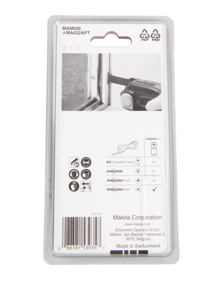 Lame plongeante concrétion carbure Multi-Matière coupe précision STARLOCK MAKITA B-66450