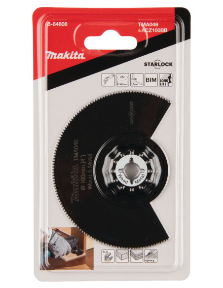 Lame segment BIM à moyeu déporté Bois et Métal TMA046 STARLOCK 100mm MAKITA B-64808