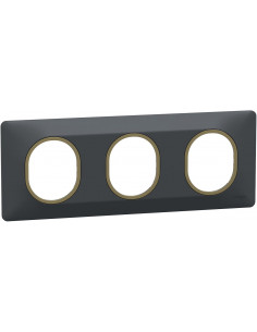 Plaque de finition Ovalis 3 postes horizontal 71mm anthracite laiton SCHNEIDER S340706E
