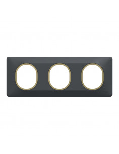 Plaque de finition Ovalis 3 postes horizontal 71mm anthracite laiton SCHNEIDER S340706E 2