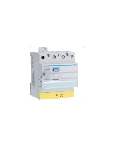 Interrupteur différentiel 3P+N 63A 300mA type AC à bornes décalées HAGER CFC863F
