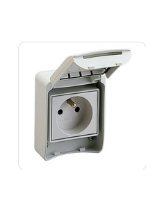 PratiKa prise de courant 2P+T 65x85mm 10/16A 250V IP55 gris RAL7035 SCHNEIDER 81140 2