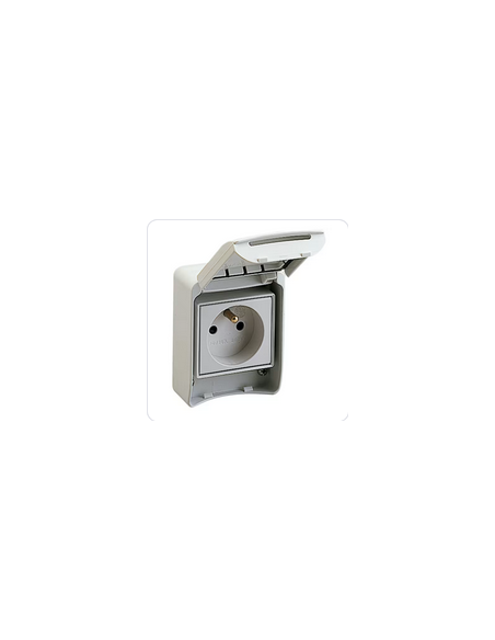 PratiKa prise de courant 2P+T 65x85mm 10/16A 250V IP55 gris RAL7035 SCHNEIDER 81140