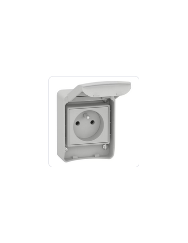PratiKa prise de courant 2P+T 65x85mm 10/16A 250V IP55 gris RAL7035 SCHNEIDER 81140