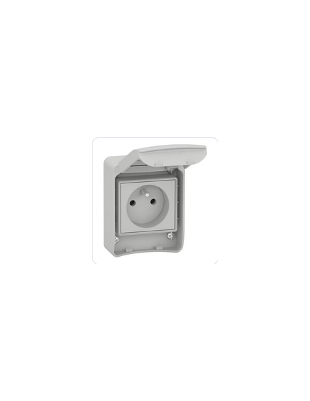 PratiKa prise de courant 2P+T 65x85mm 10/16A 250V IP55 gris RAL7035 SCHNEIDER 81140
