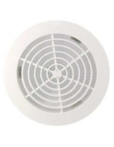 Grille d'Aération ronde intérieure avec moustiquaire PVC diamètre 140mm NICOLL GATM140