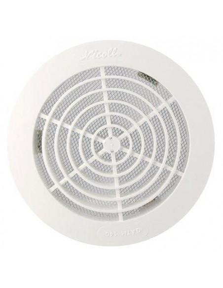 Grille d'Aération ronde intérieure avec moustiquaire PVC diamètre 140mm NICOLL GATM140