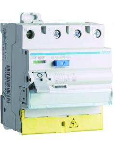 Interrupteur différentiel 3P+N 63A 30mA type F Bornes décalées HAGER CDF863F 2