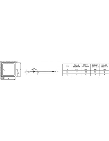 Receveur FLIGHT carré extra-plat 90x90x4 cm blanc JACOB DELAFON KOHLER E62442-00