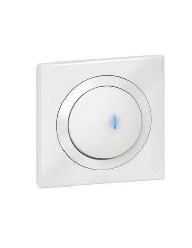 Poussoir simple avec voyant lumineux dooxie IP44 6A 250V livré avec plaque carrée blanche LEGRAND 600014