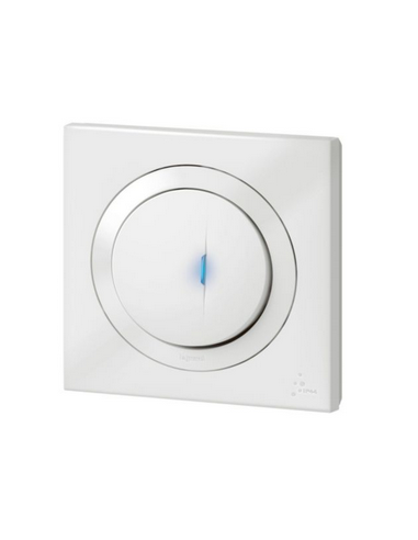 Poussoir simple avec voyant lumineux dooxie IP44 6A 250V livré avec plaque carrée blanche LEGRAND 600014
