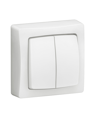 Interrupteur/va-et-vient/poussoir double Saillie complet blanc LEGRAND 086020L
