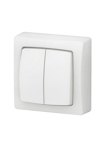 Interrupteur/va-et-vient/poussoir double Saillie complet blanc LEGRAND 086020L