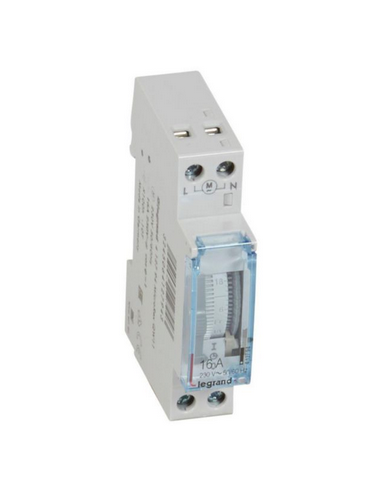 Interrupteur horaire analogique modulaire programmable manuel hebdomadaire cadran vertical sans réserve de marche LEGRAND 412794