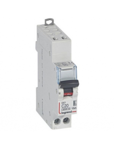 Disjoncteur DX³6000 10kA arrivée haute automatique et départ bas à vis U+N 230V 20A courbe C 1 module LEGRAND 407715 2