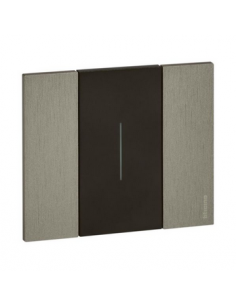 Plaque de finition Living Now Collection Les Noirs matière zamak 2 modules finition Acier BTICINO BTKA4802ZG 2