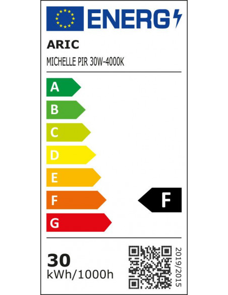 MICHELLE Projecteur Extérieur IP65 IK08 noir 110° LED intégrée 30 Watts 4000K avec détecteur PIR ARIC 51268