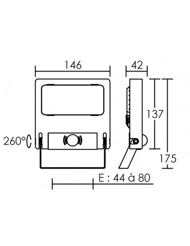 MICHELLE Projecteur Extérieur IP65 IK08 noir 110° LED intégrée 30 Watts 4000K avec détecteur PIR ARIC 51268