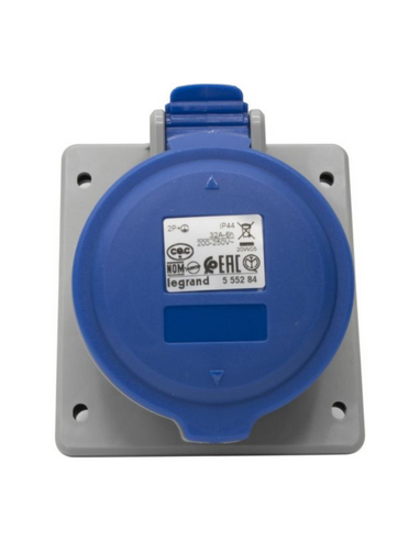 Prise à entraxes unifiés fixe P17 IP44 32A 250V 2P+T LEGRAND 555284