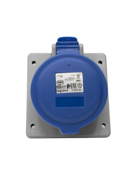 Prise à entraxes unifiés fixe P17 IP44 32A 250V 2P+T LEGRAND 555284